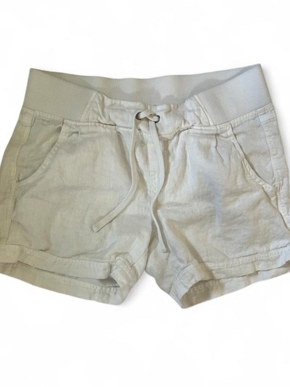 Athleta Linen-Blend Drawstring Shorts in White